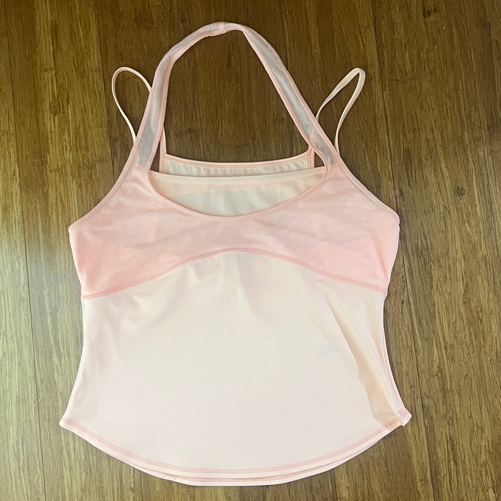 FP movement Orange Tank Top with a mesh halter overlay on the chest, Sz. XL - Picture 3 of 11